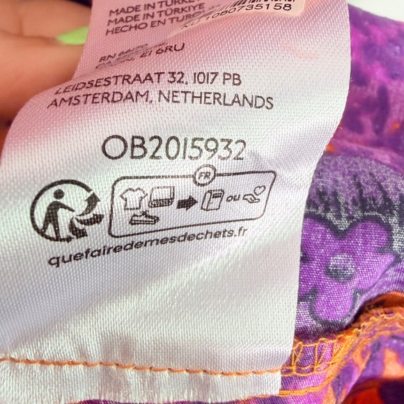 Anthropologie Somerset Floral Puff Sleeve Tiered Maxi Dress Orange Purple S Boho - Picture 8 of 11